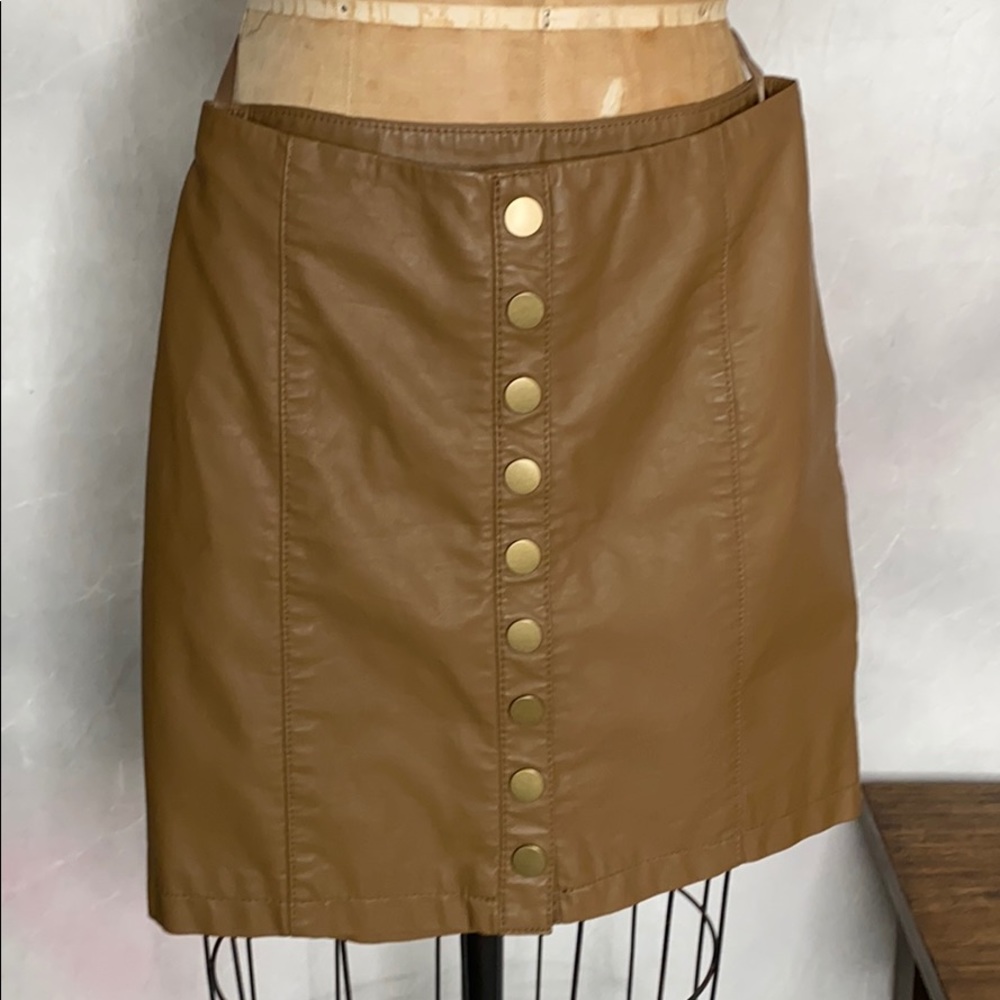 Free People Faux Leather Button Down Skirt SZ 0